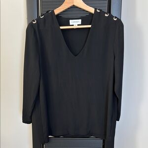 Black V-Neck Women's Top